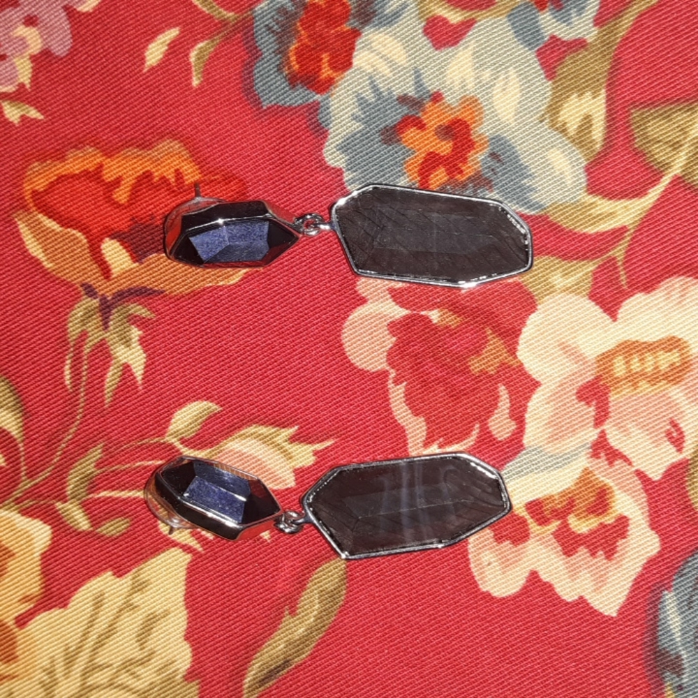 Black Stone Dangling Earrings - image 1